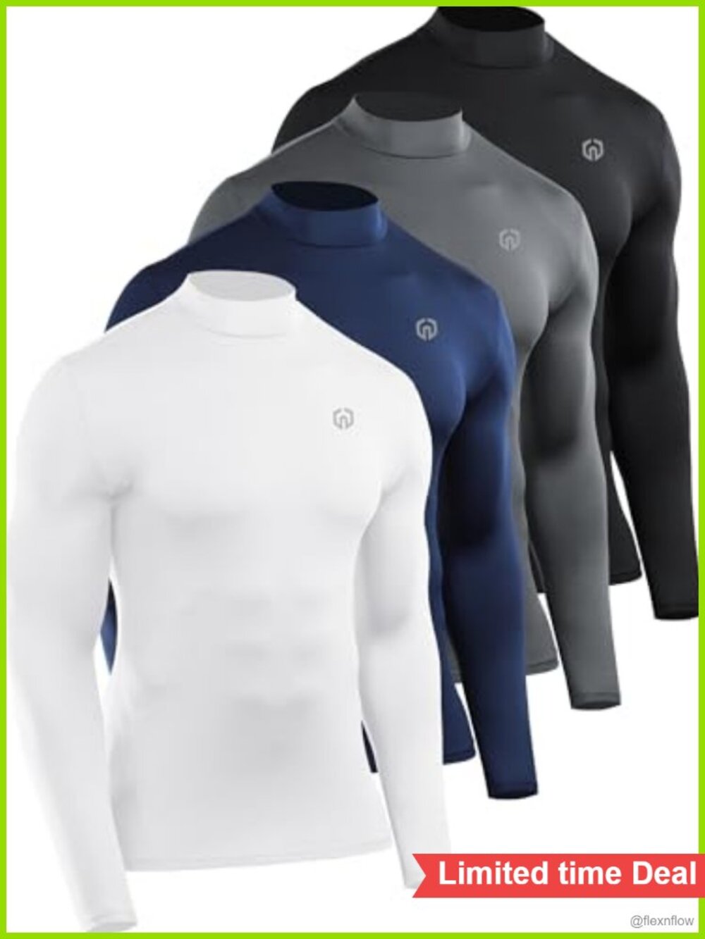 4 Pack Men's Compression Long Sleeve Shirts Athletic Workout Dry Fit